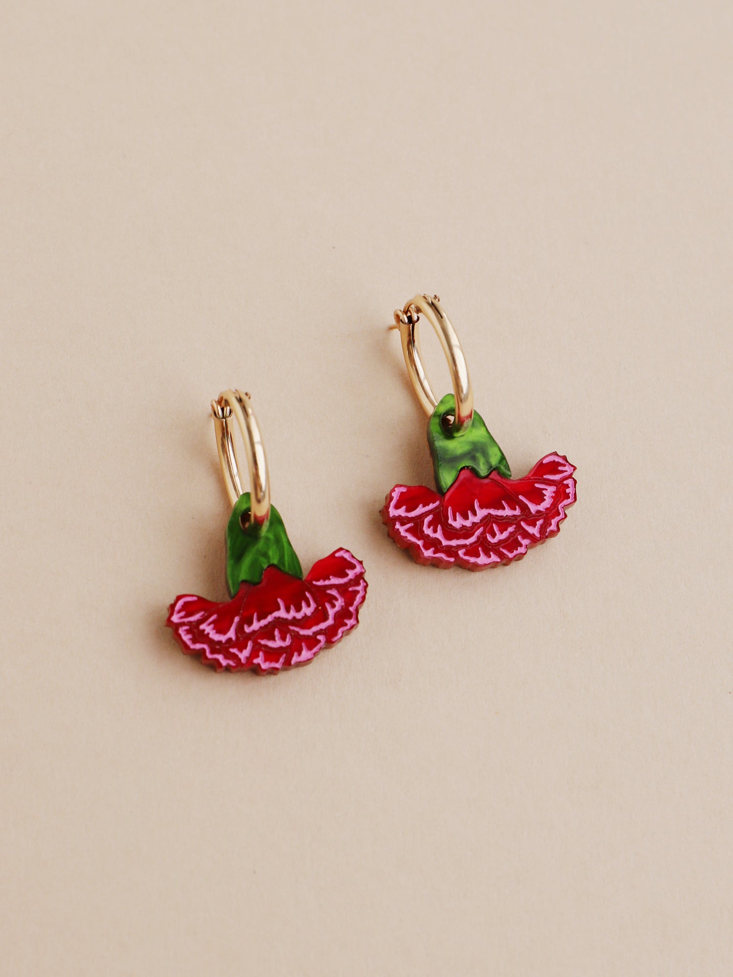 Carnation Hoops in Red/Pink