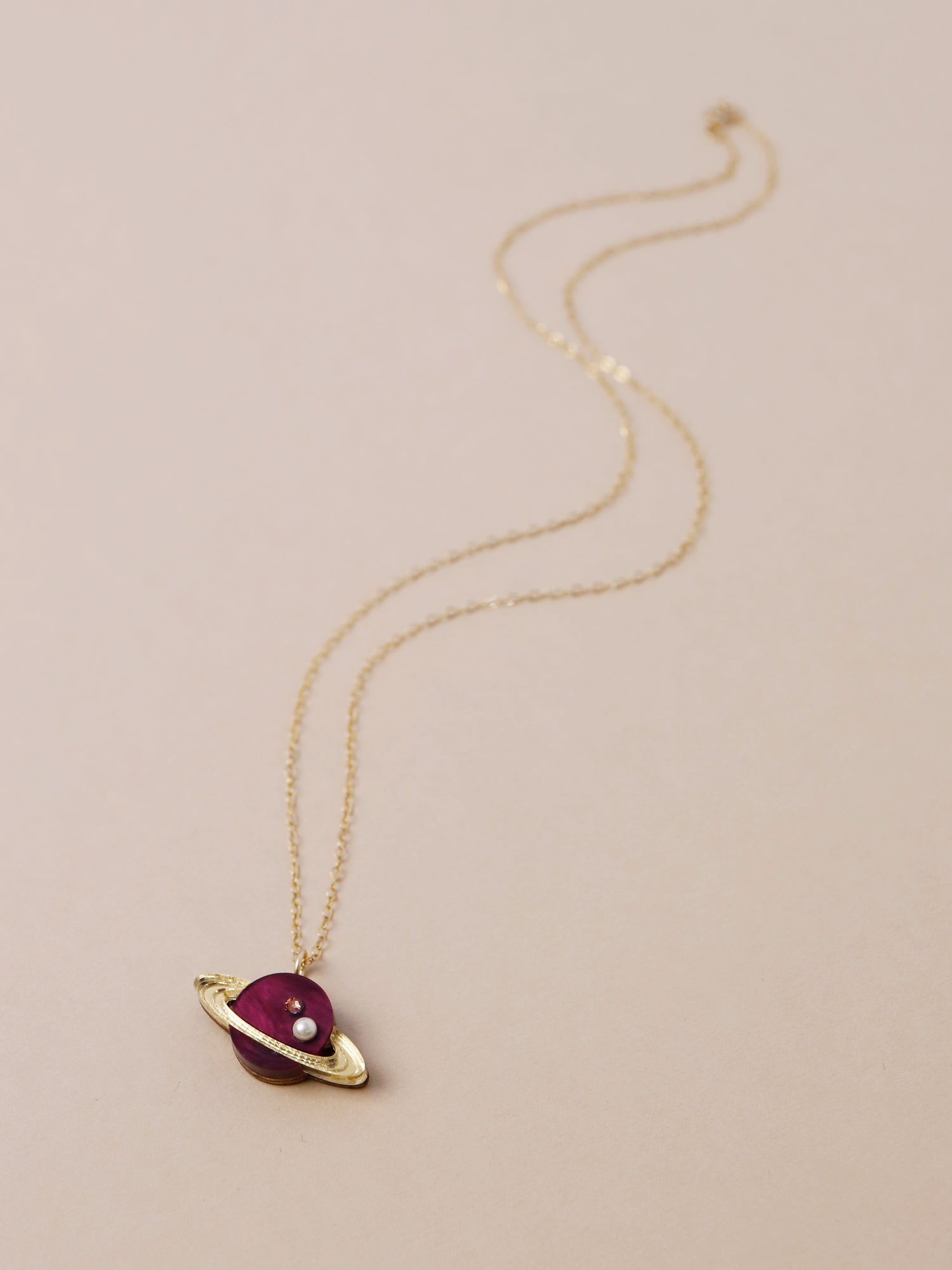 Saturn Necklace in Cherry