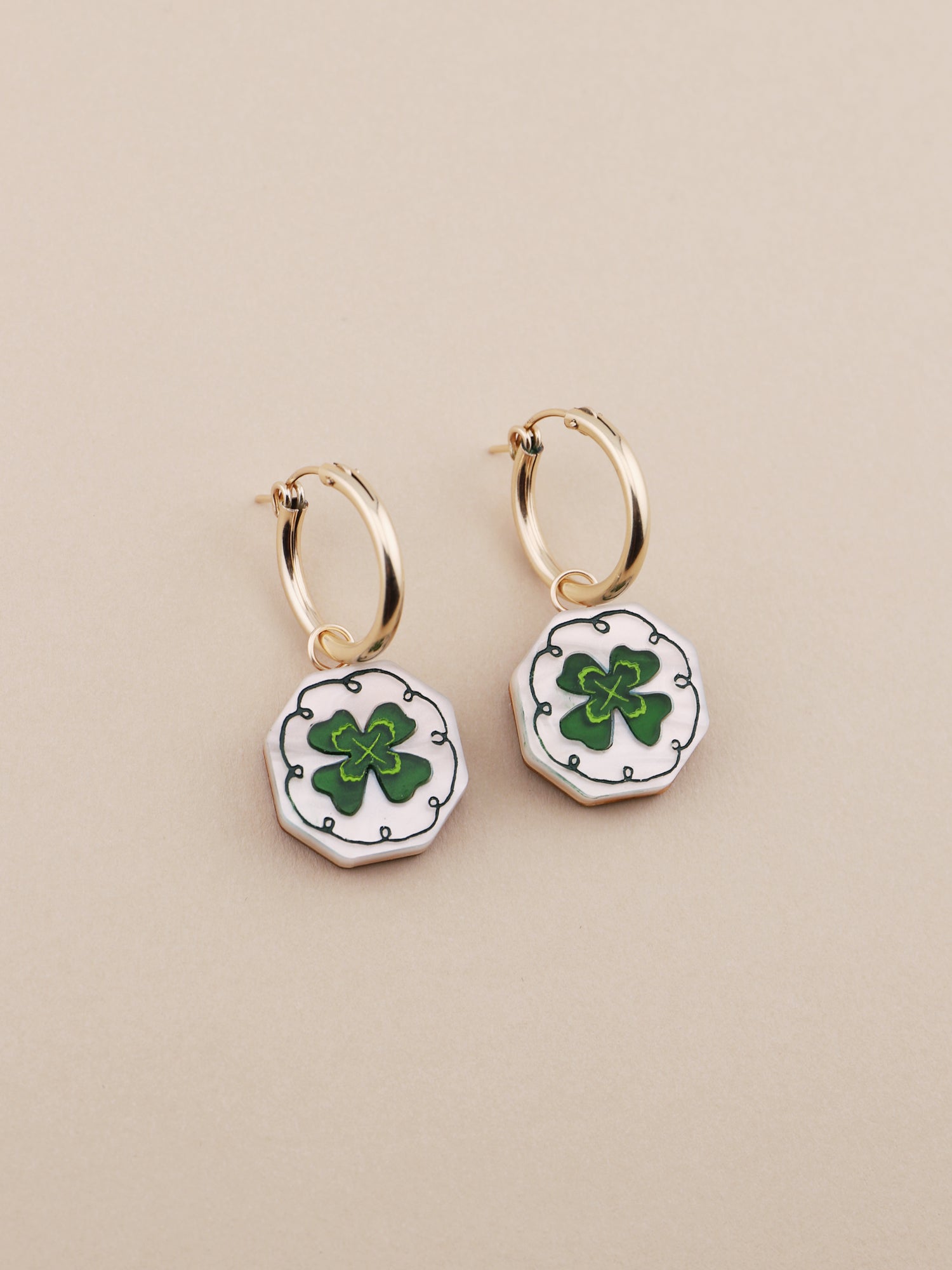 Clover Charm Hoops