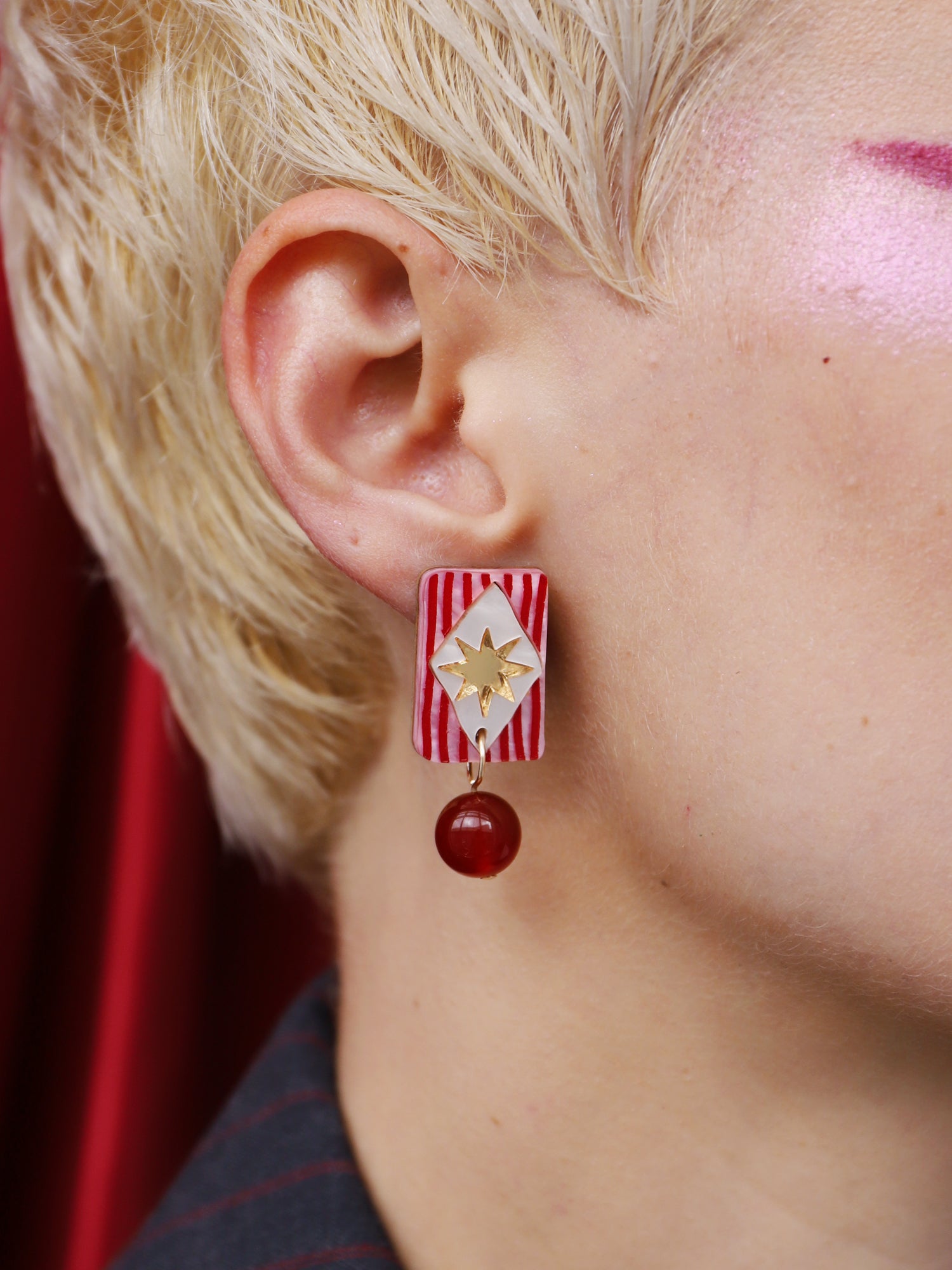 Allegra Studs in Ruby