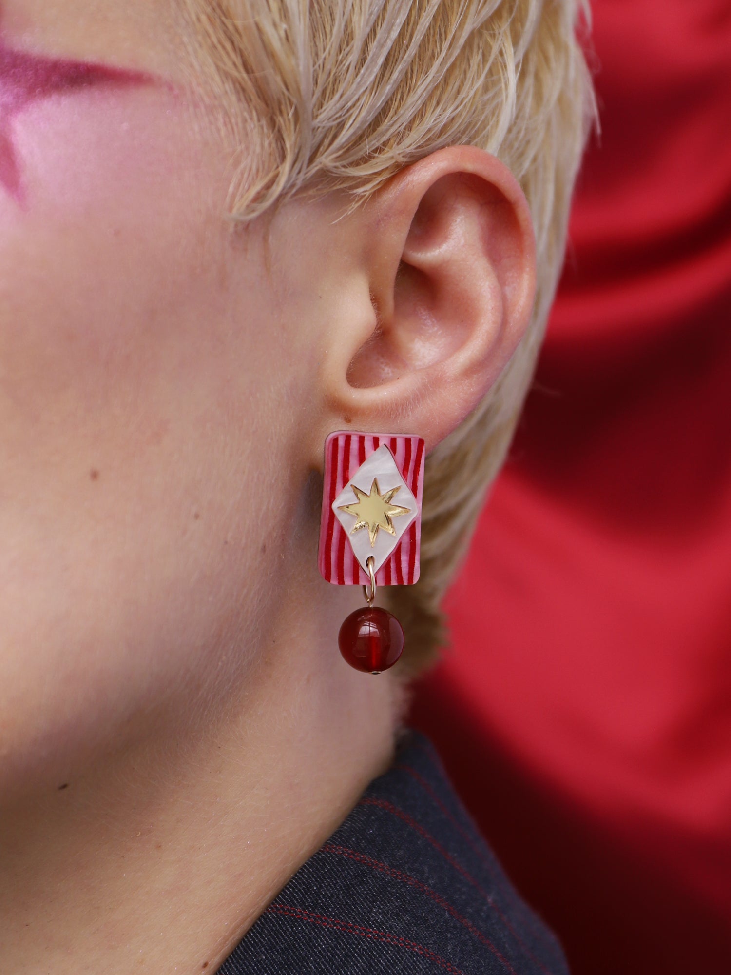 Allegra Studs in Ruby