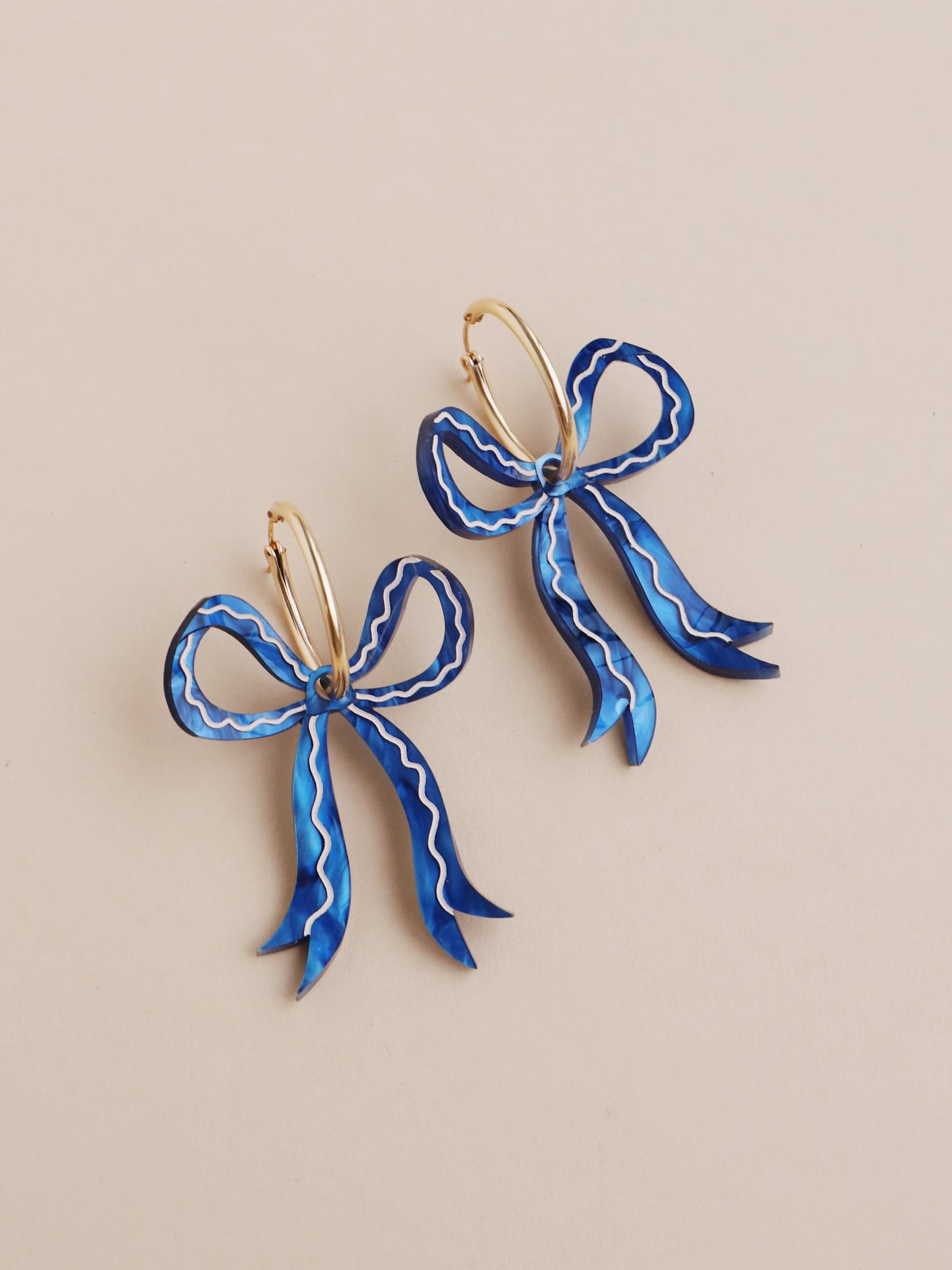 Bow Hoops in Blue Velvet - Limited Edition