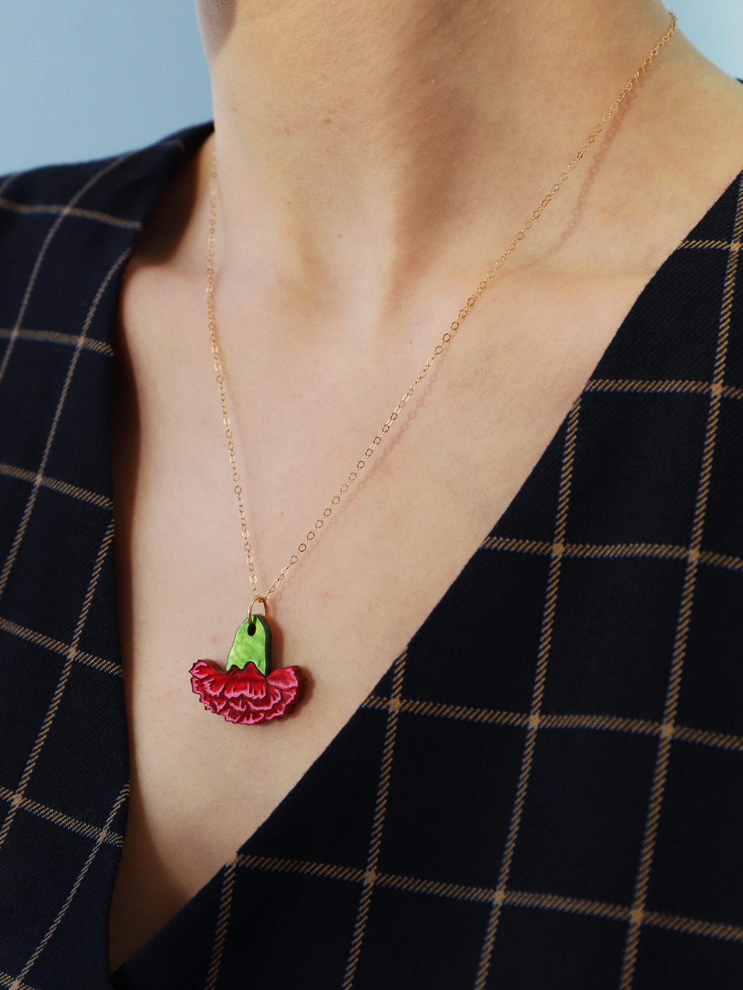 Carnation Necklace in Red/Pink