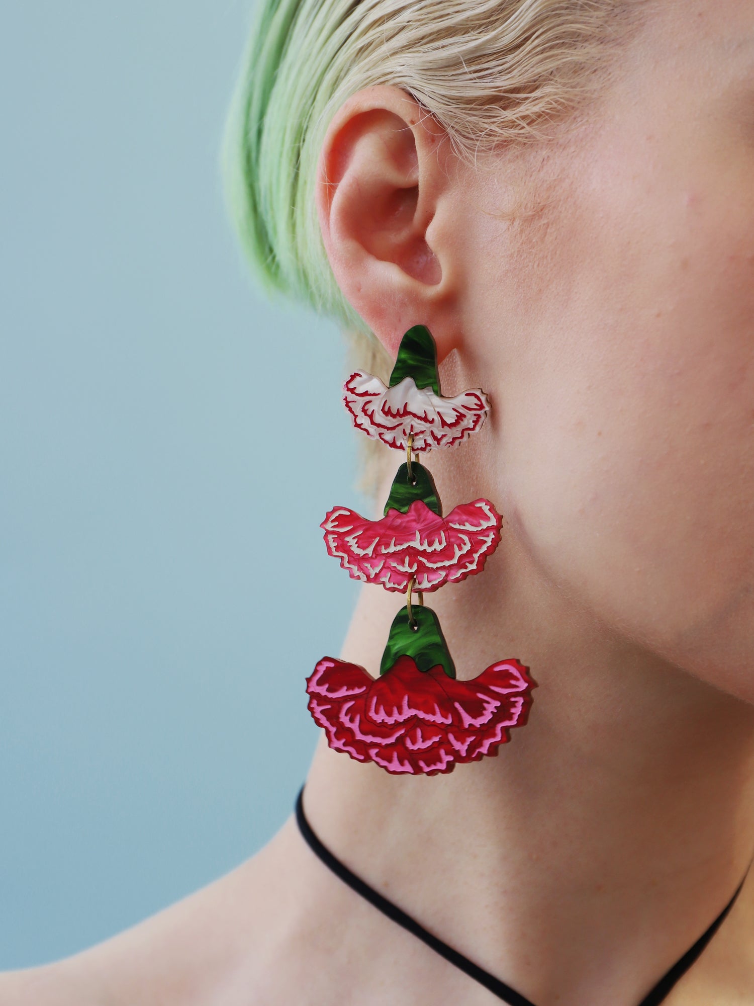 Carnation Statement Earrings in Pink/Red