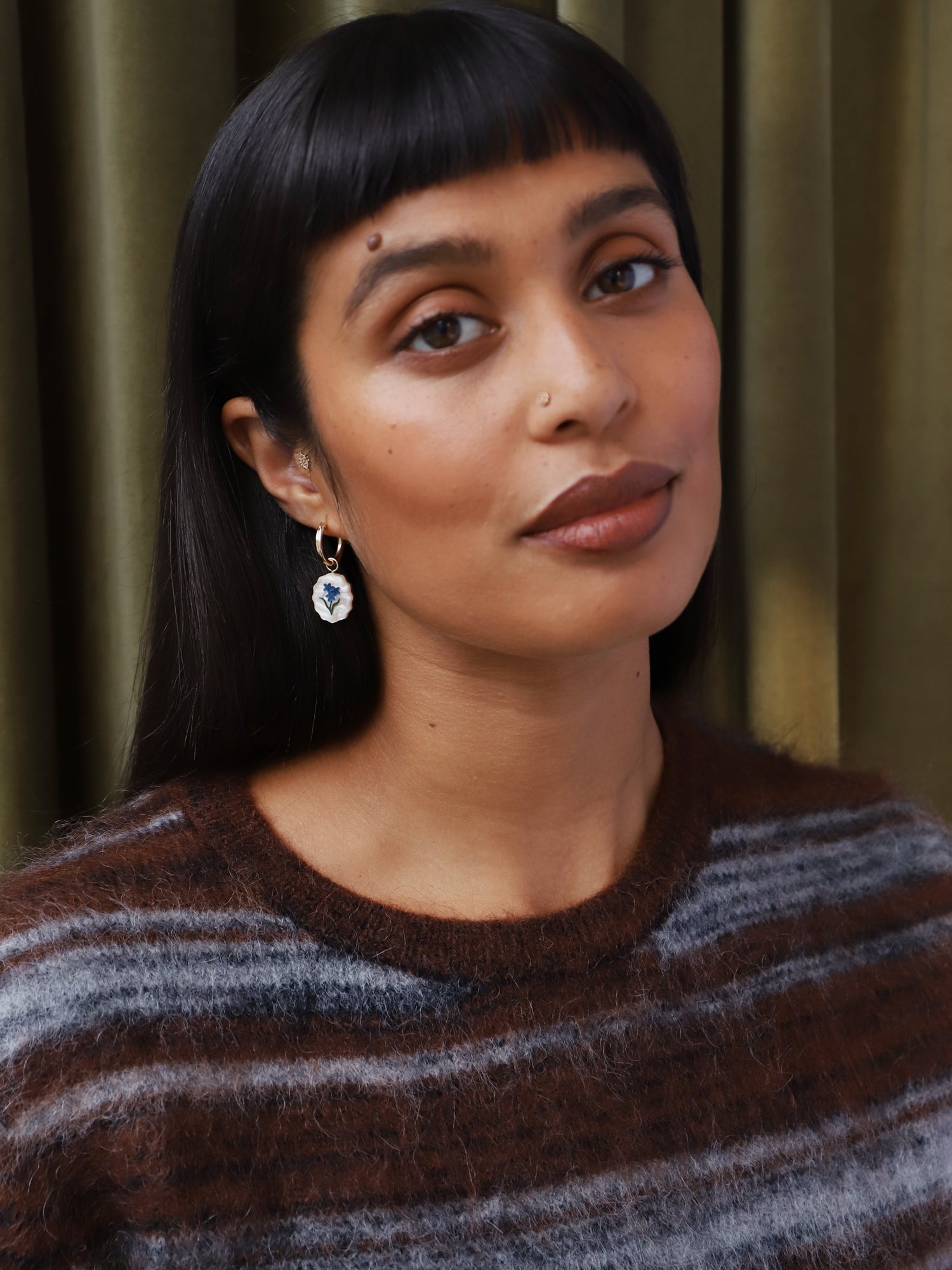 Forget Me Not & Clover Charm Hoops