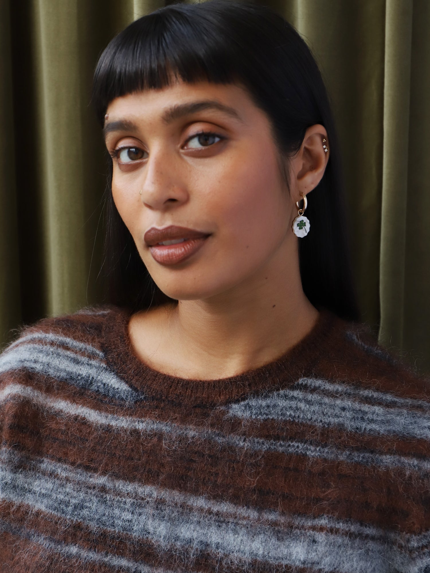 Forget Me Not & Clover Charm Hoops