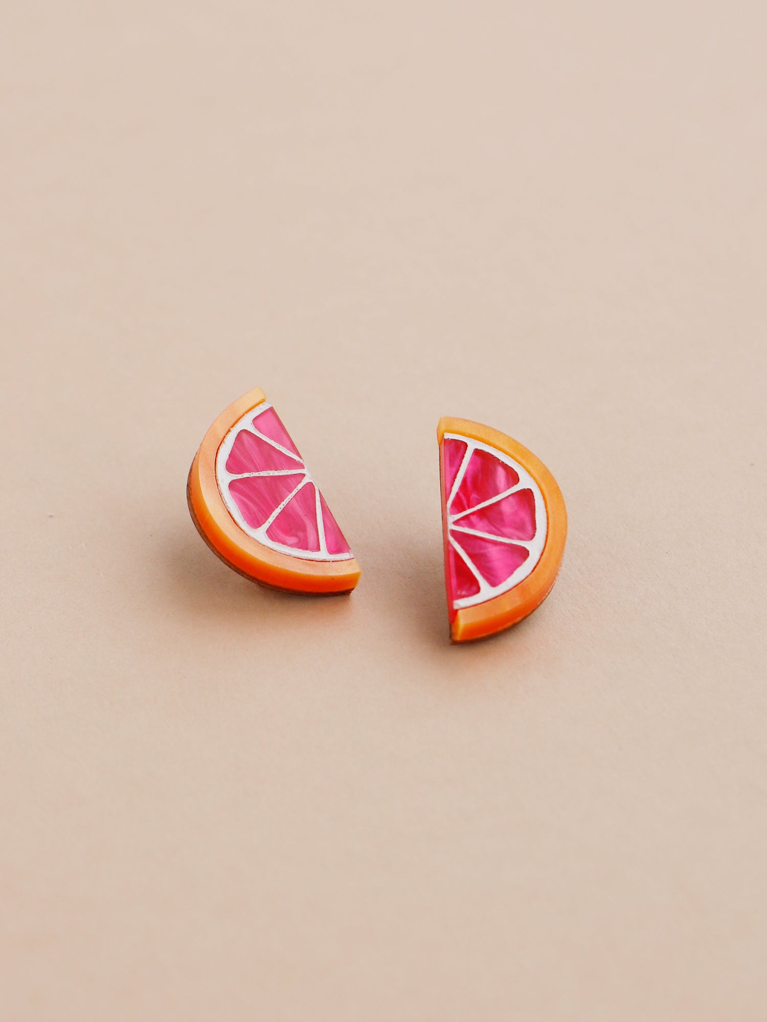 Grapefruit Slice Studs - Clip On