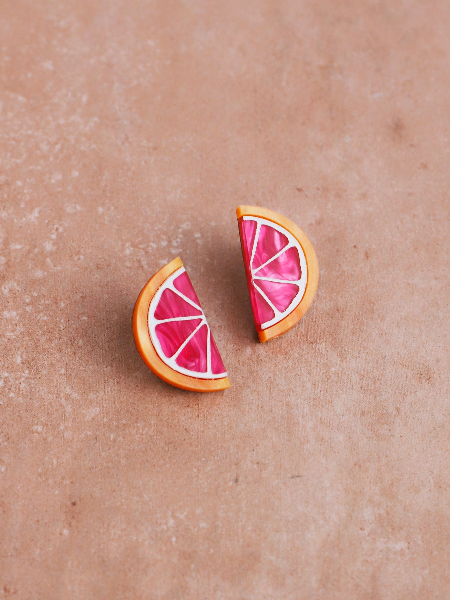 Grapefruit Slice Studs - Clip On