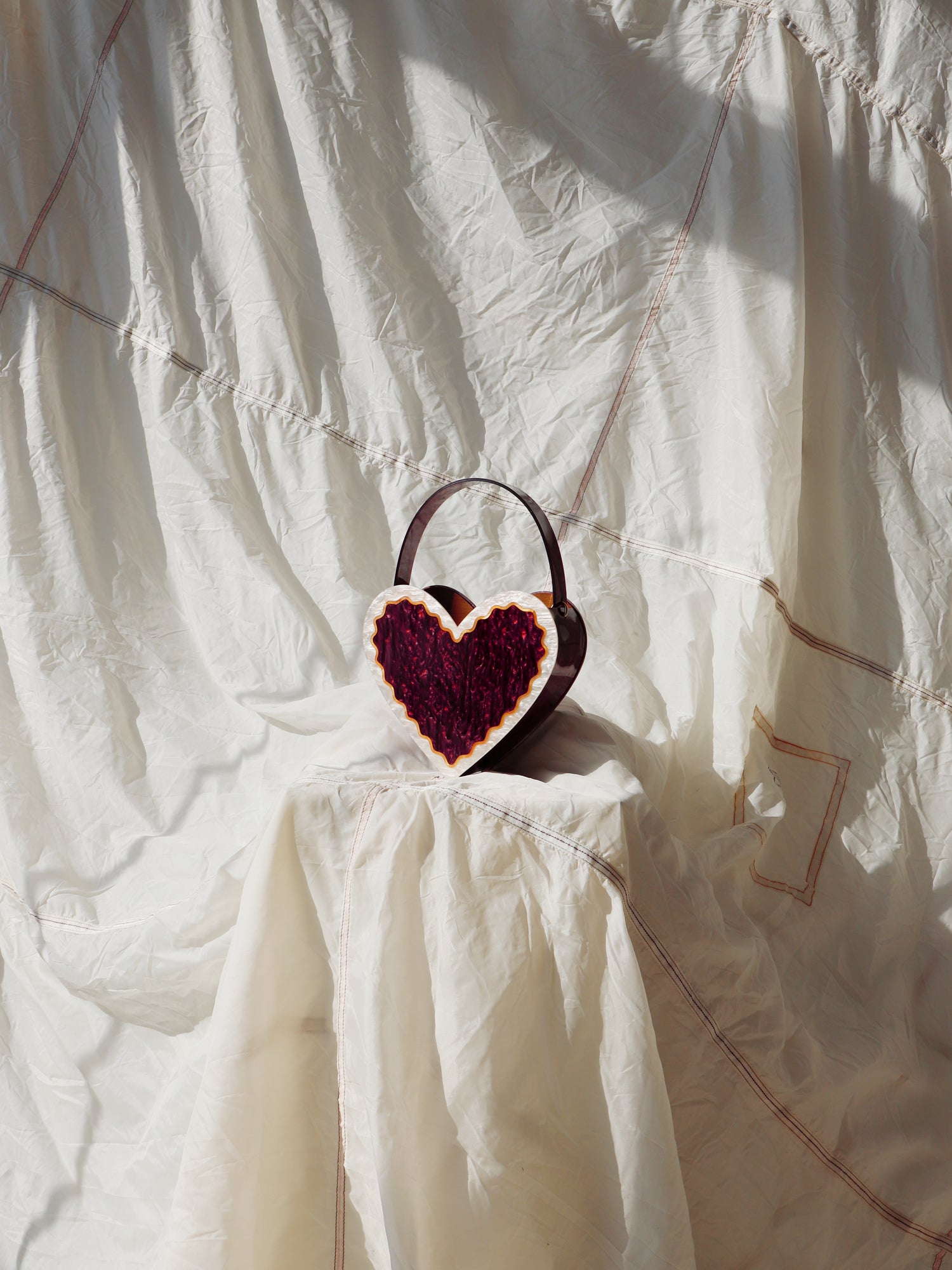 Heart Bag in Cherry/Cream