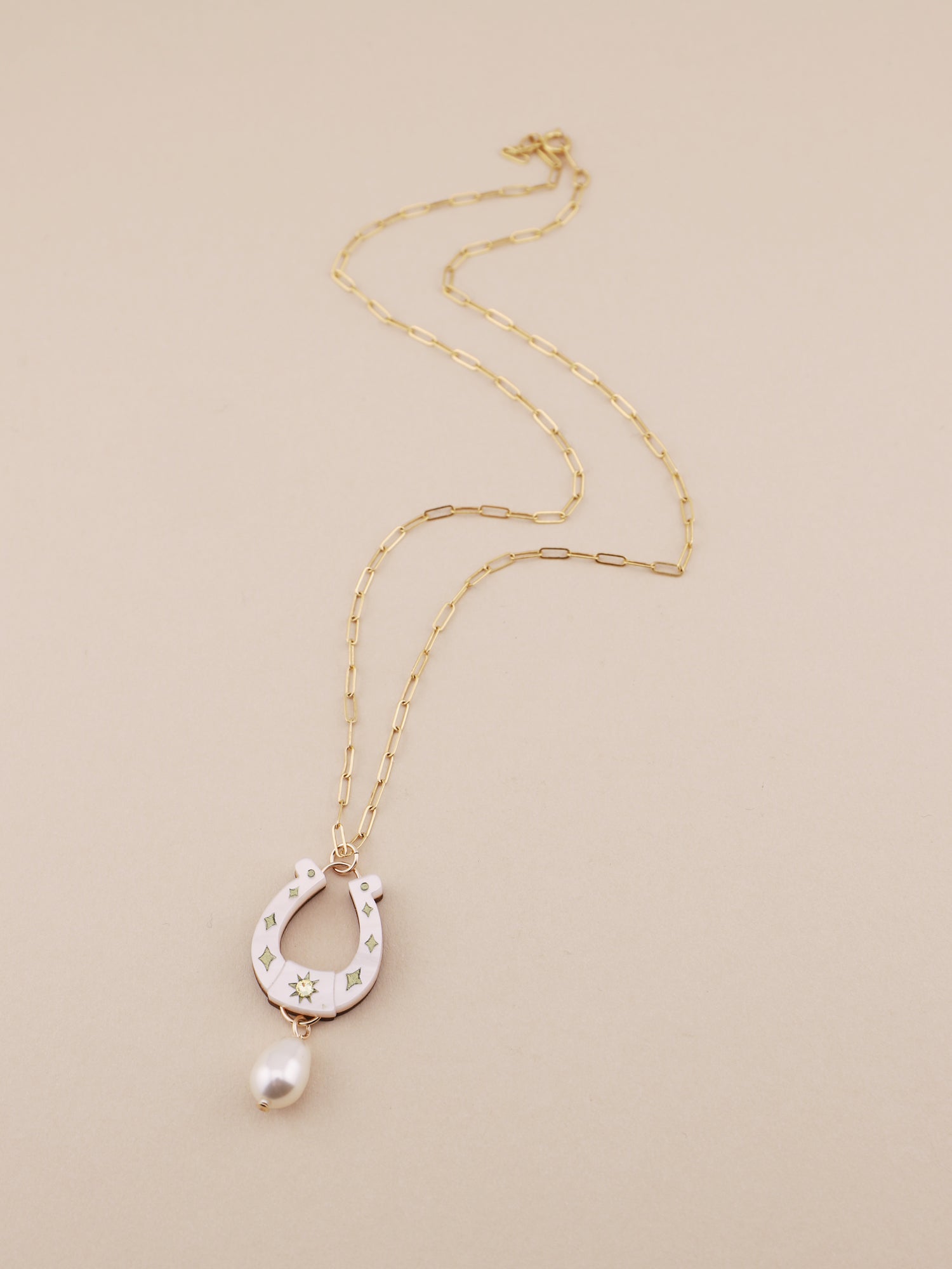 Horseshoe Necklace in Cream