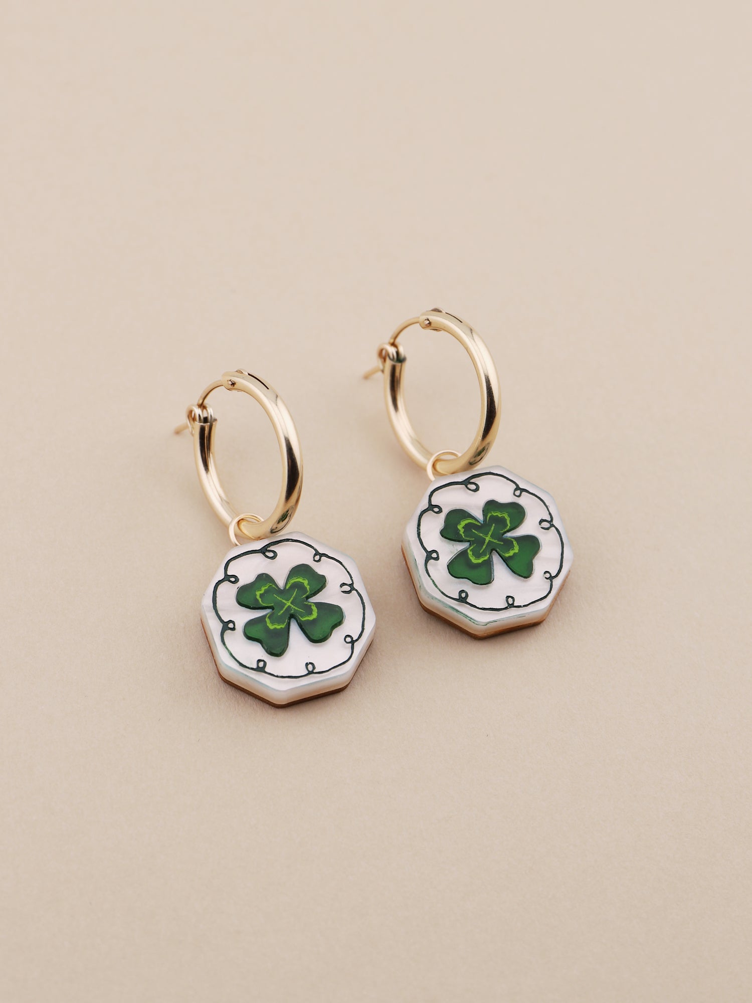 Clover Charm Hoops