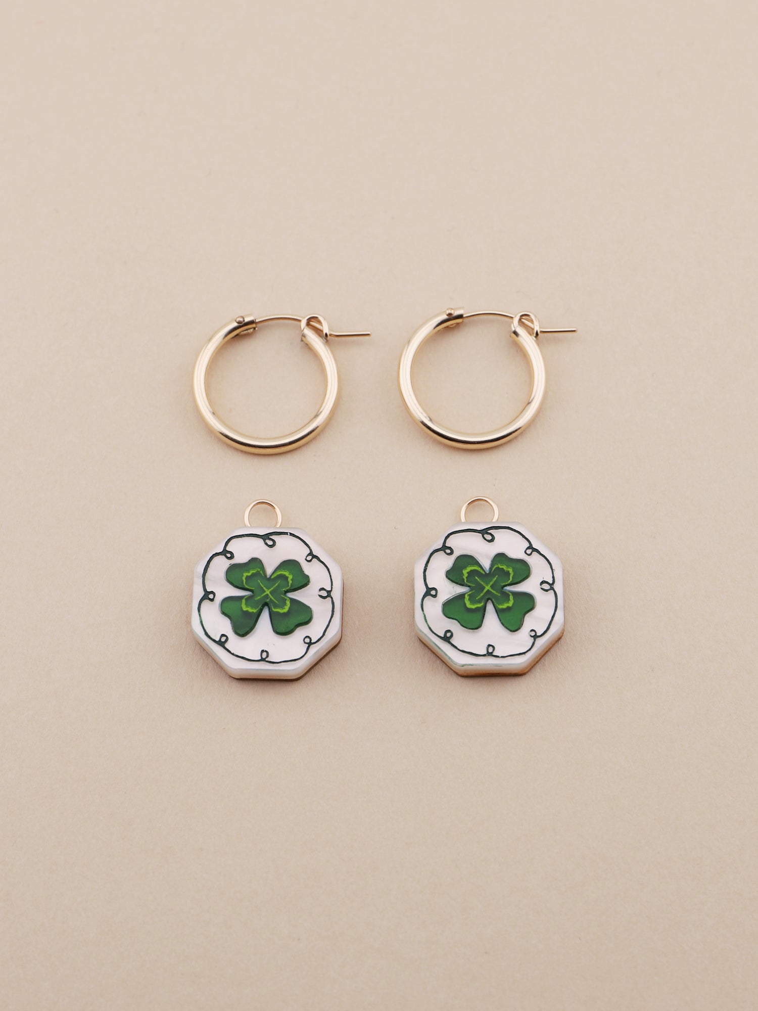 Clover Charm Hoops