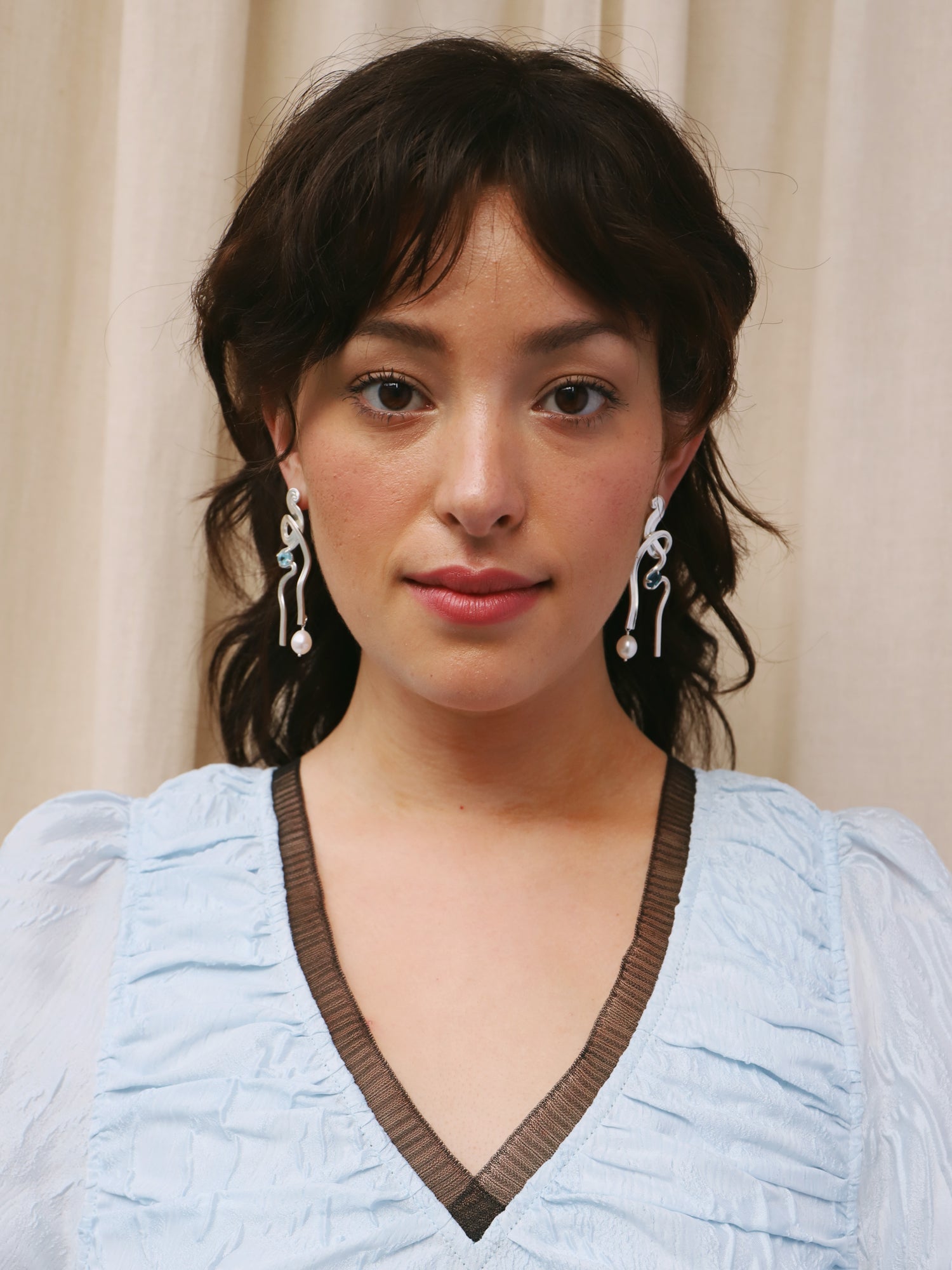 Meander Earrings with Topaz - Silver