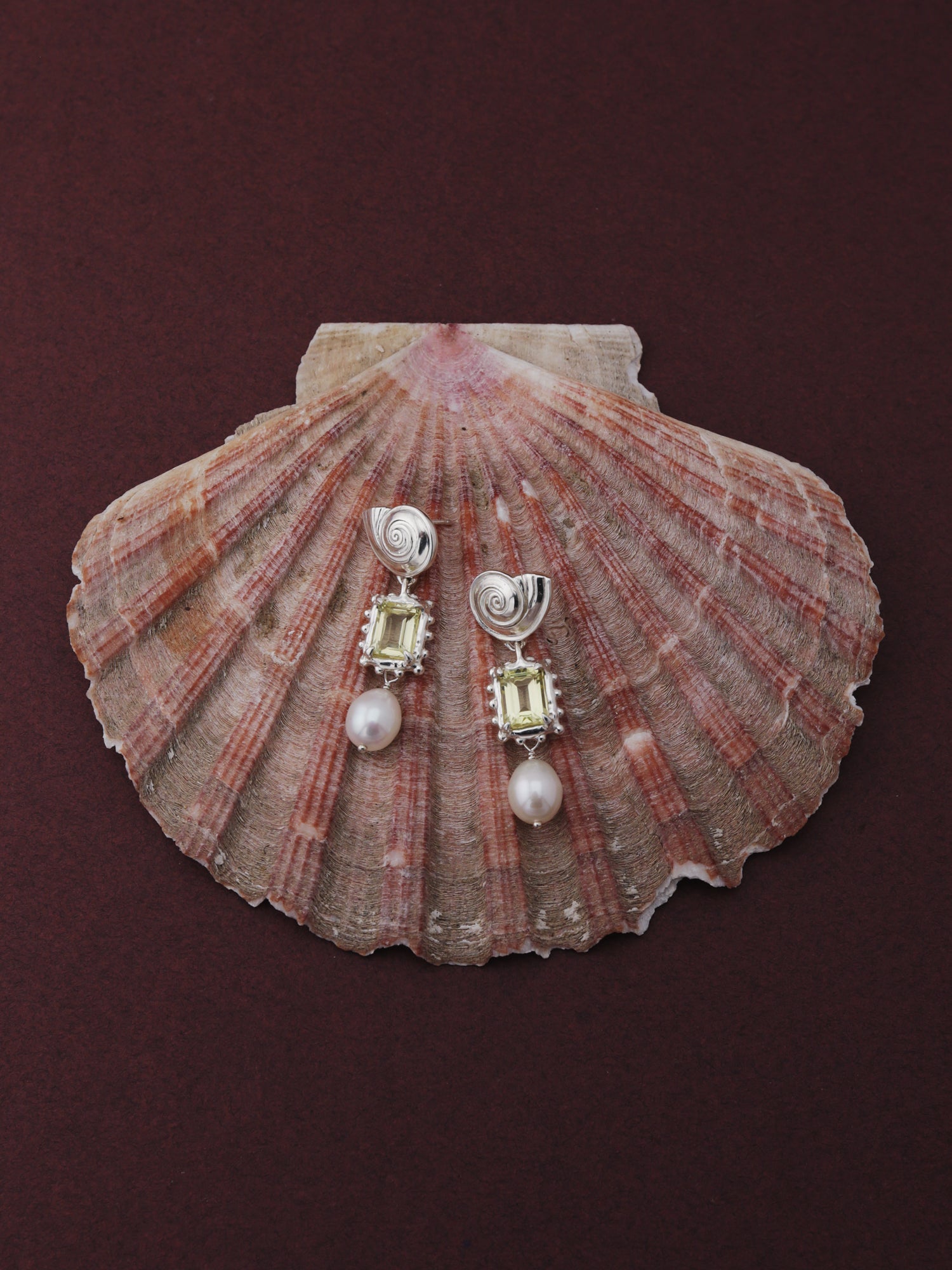 Memento Pearl Earrings with Lemon Quartz - Silver