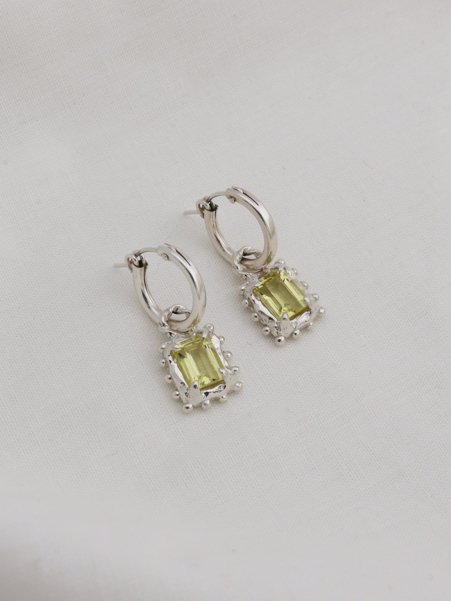 Memento Hoops with Lemon Quartz - Silver