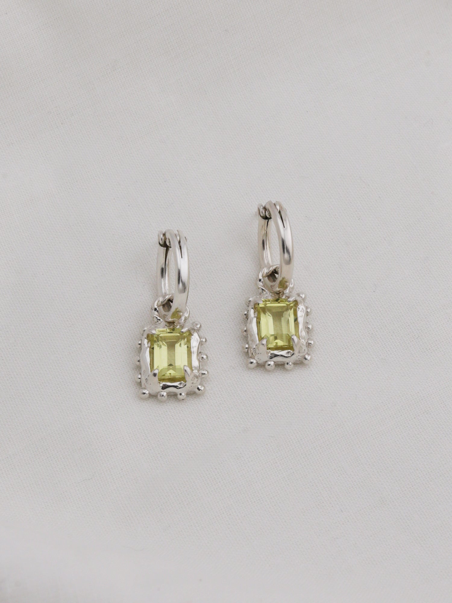 Memento Hoops with Lemon Quartz - Silver