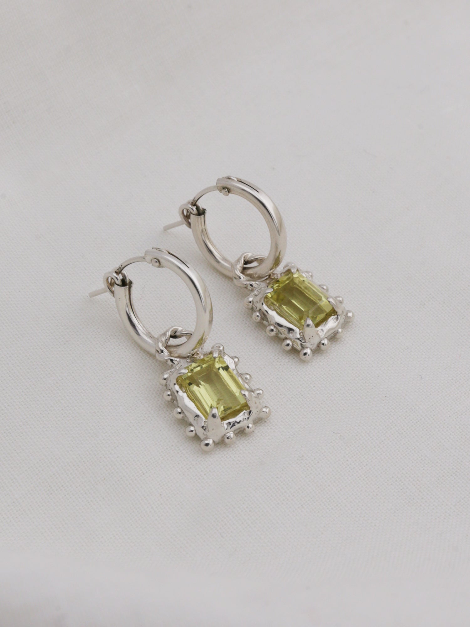 Memento Hoops with Lemon Quartz - Silver