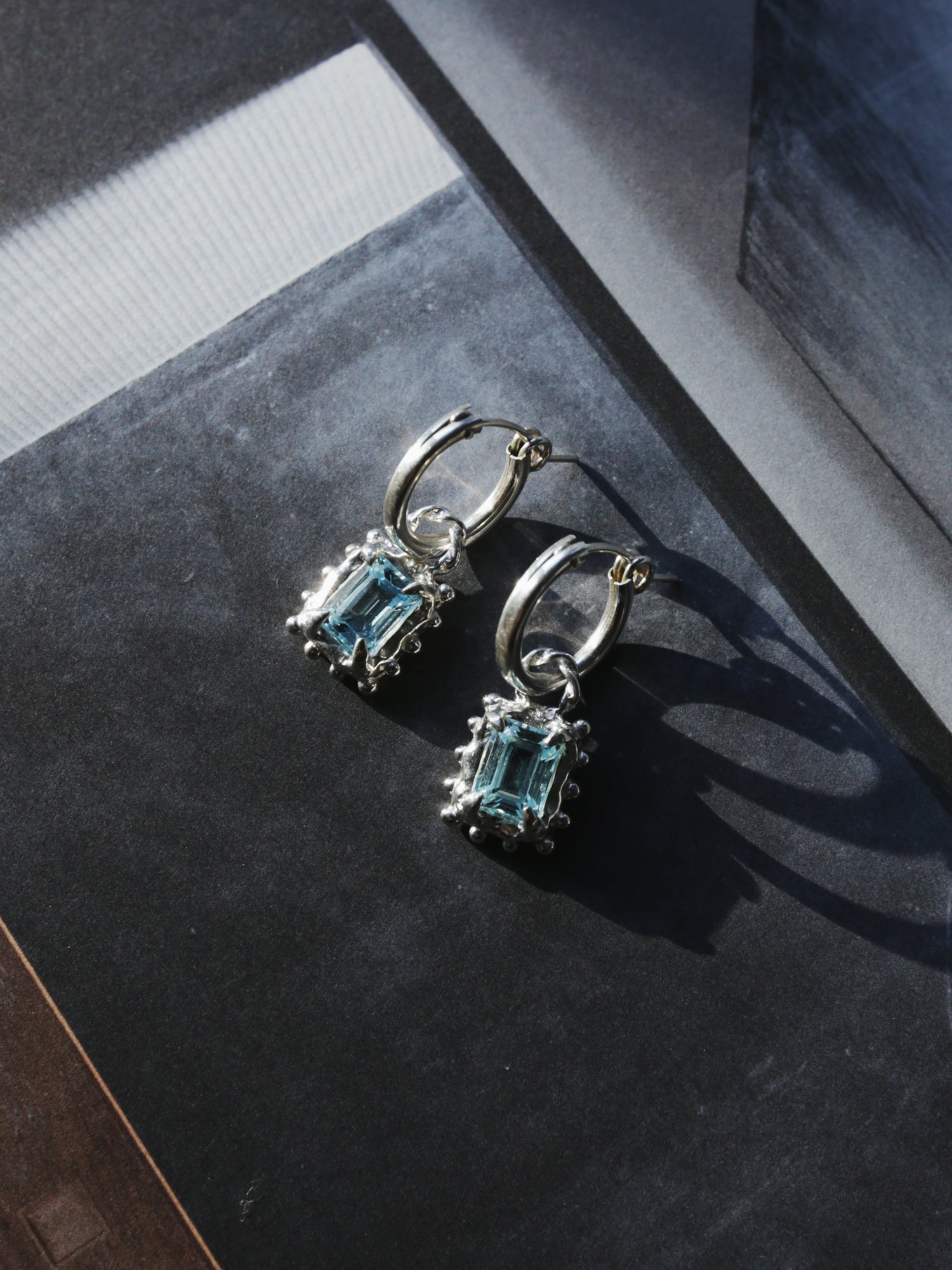 Memento Hoops with Sky Topaz - Silver