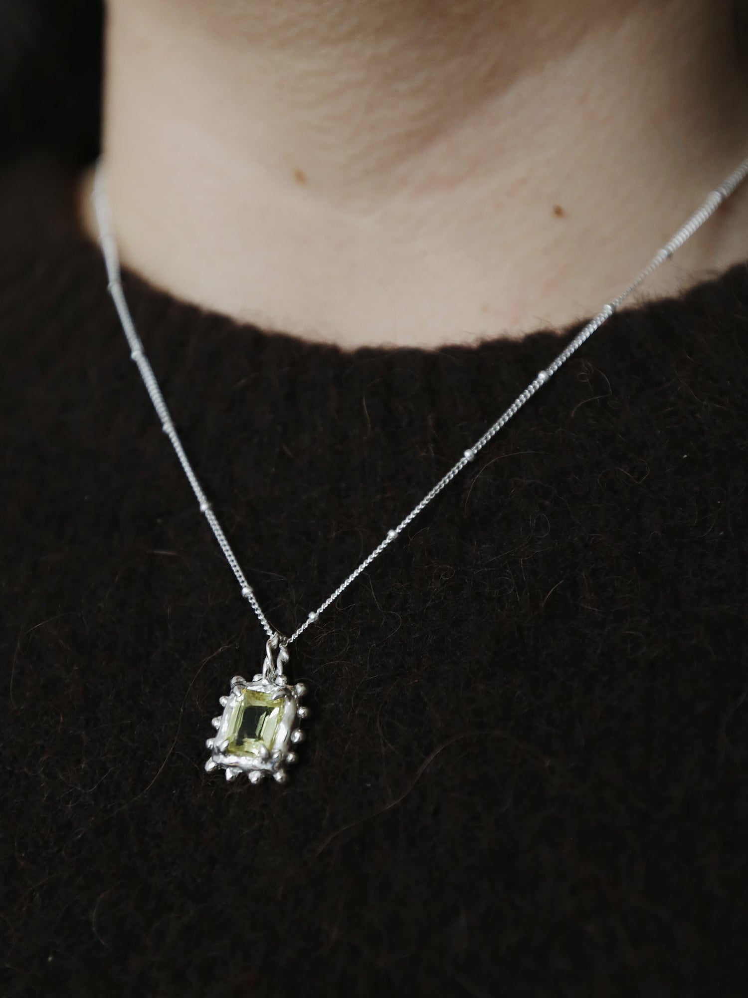 Memento Necklace with Lemon Quartz - Silver