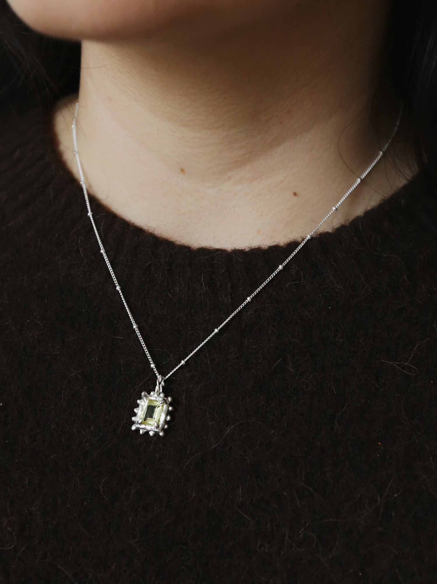 Memento Necklace with Lemon Quartz - Silver