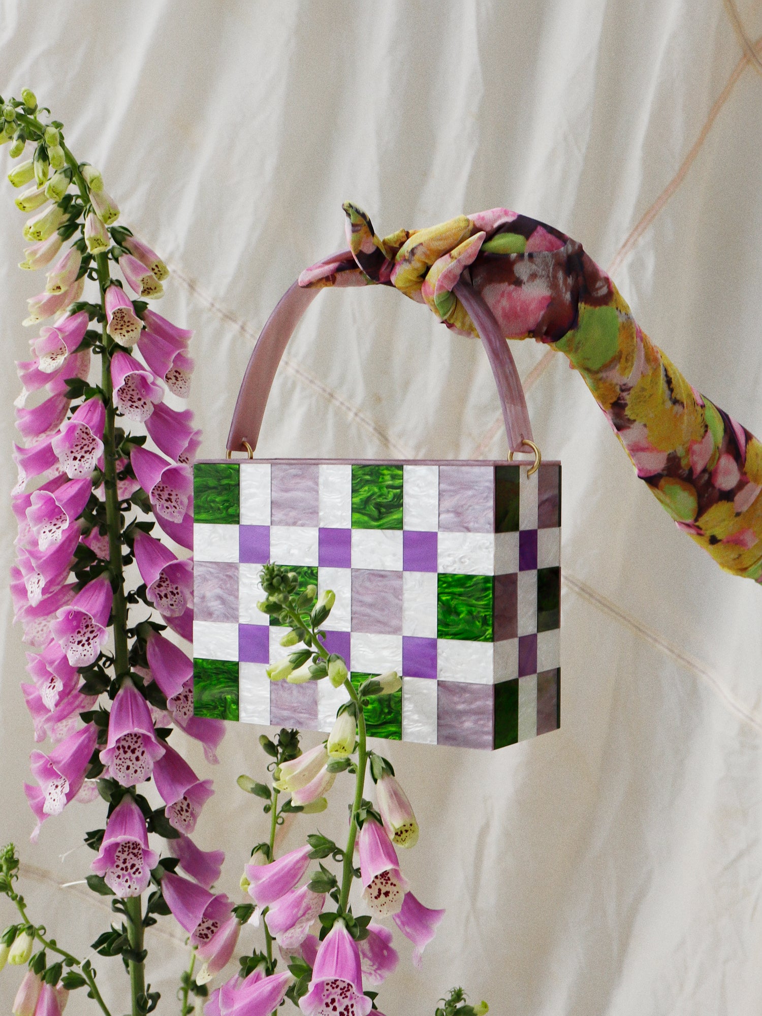 Picnic Bag in Lilac/Green