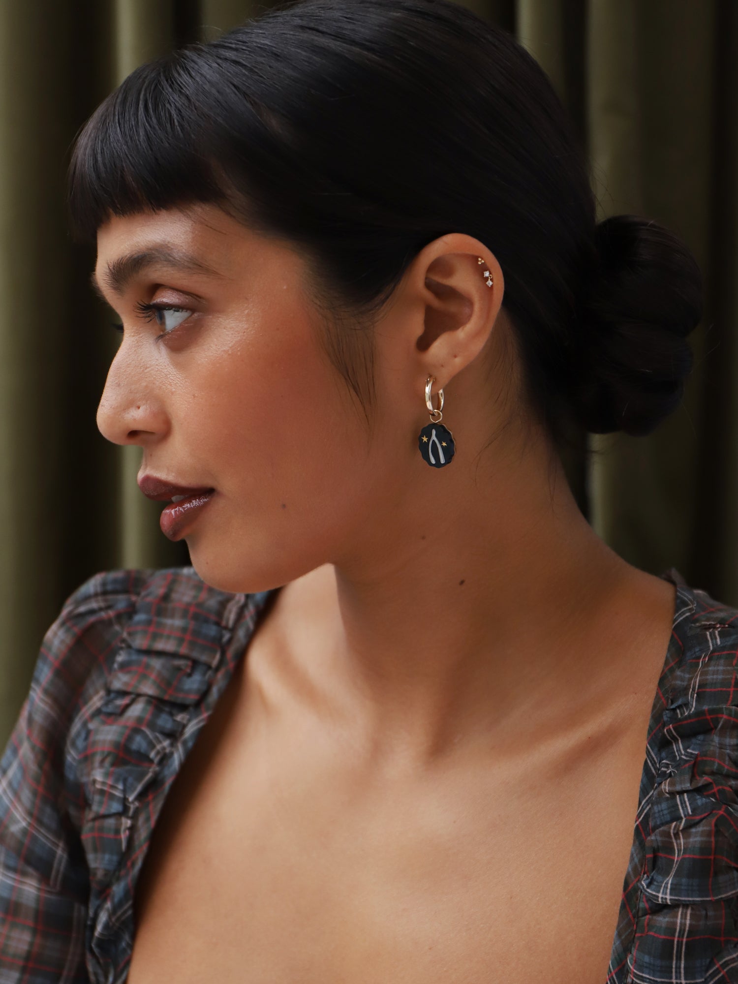 Rabbit & Wishbone Charm Hoops