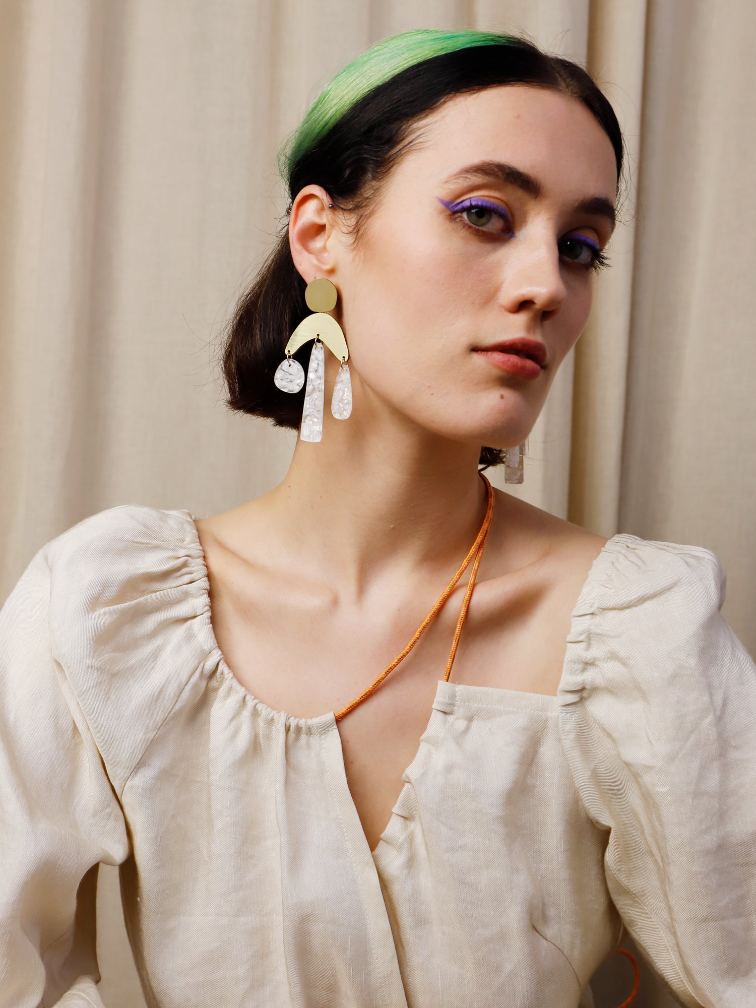 Agnes Statement Earrings in Off-White