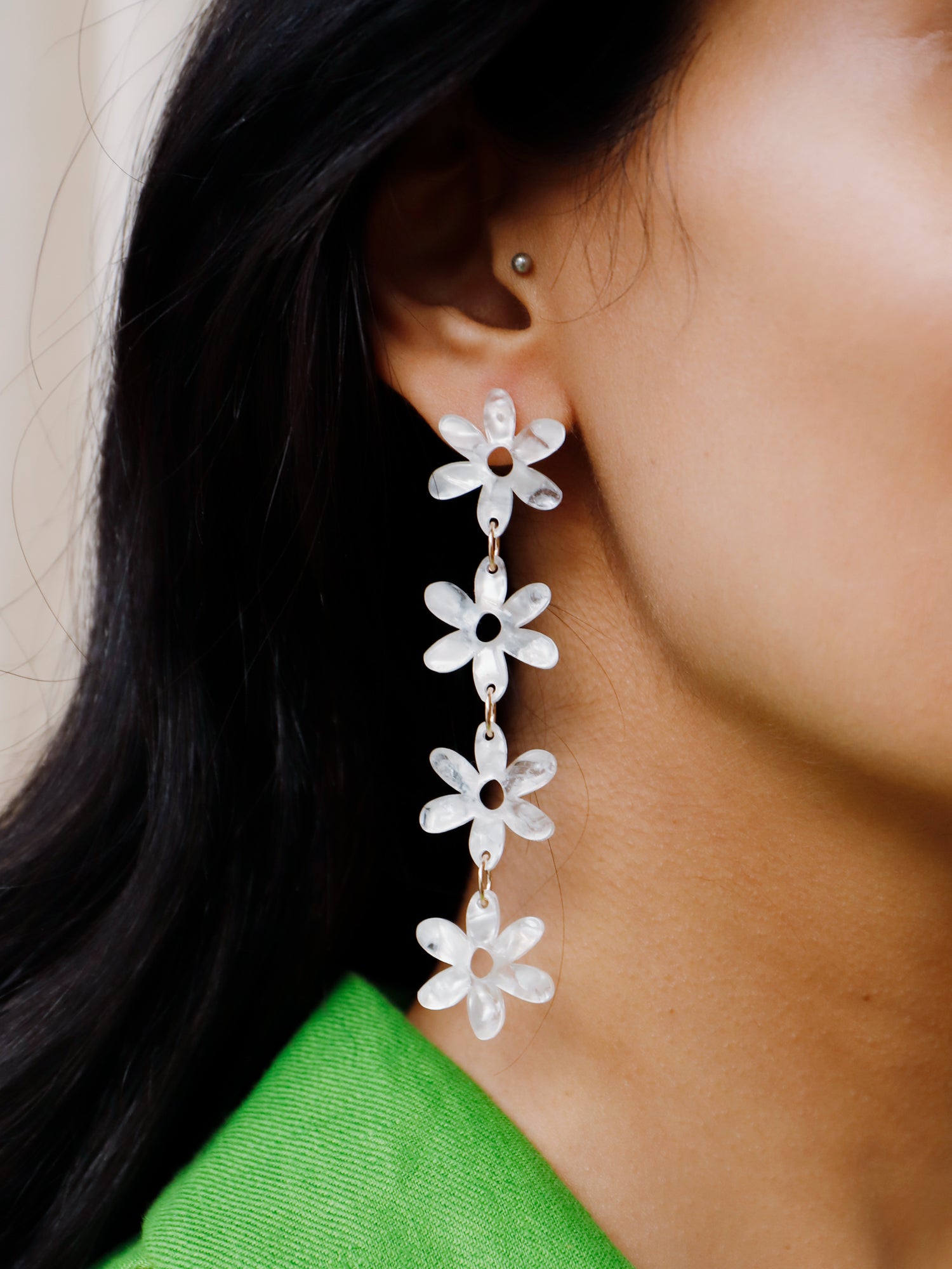 Connie Statement Earrings in Off White