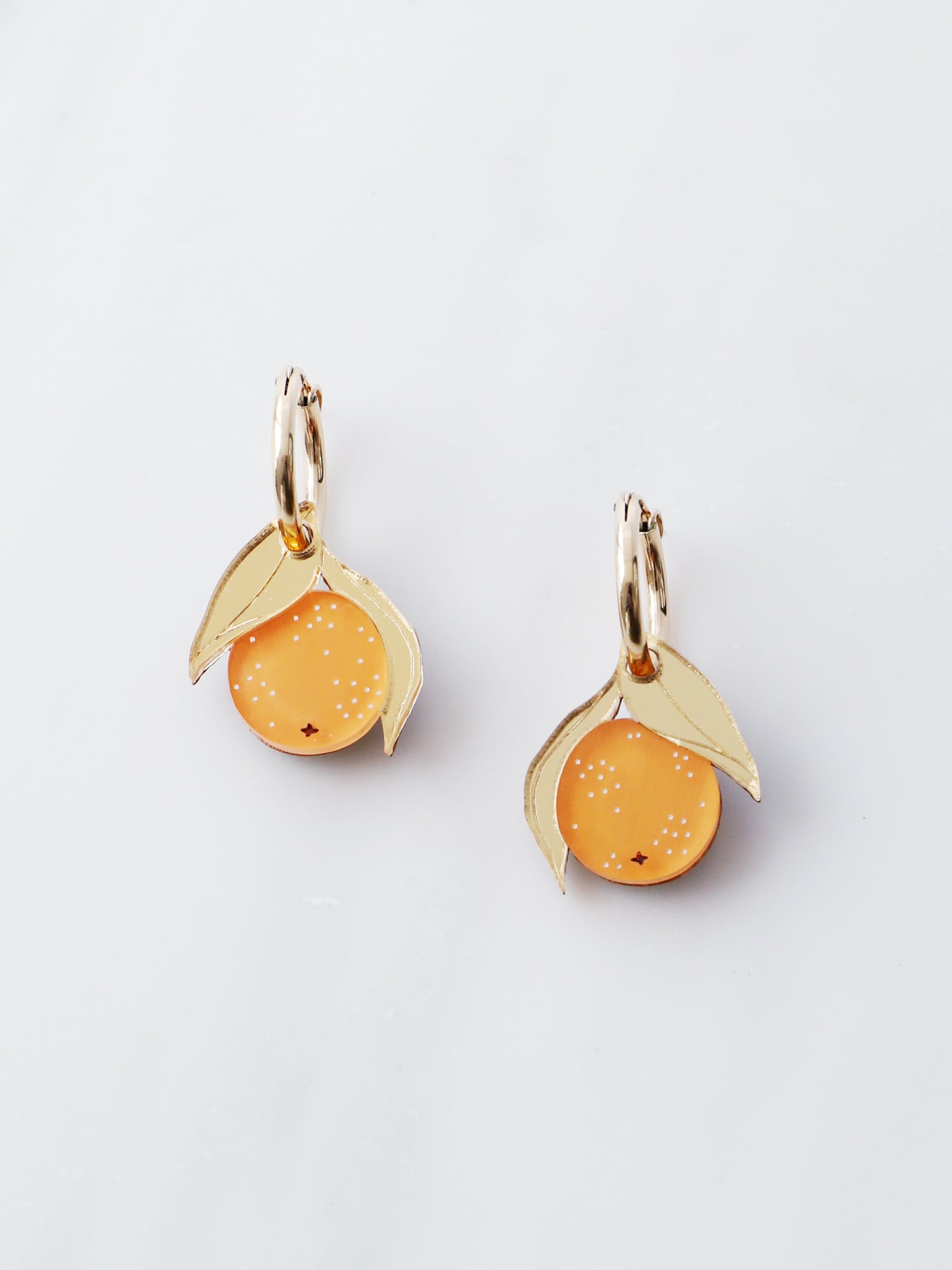 Mini Orange Hoops. Original jewellery handmade in the U.K. by Wolf & Moon.