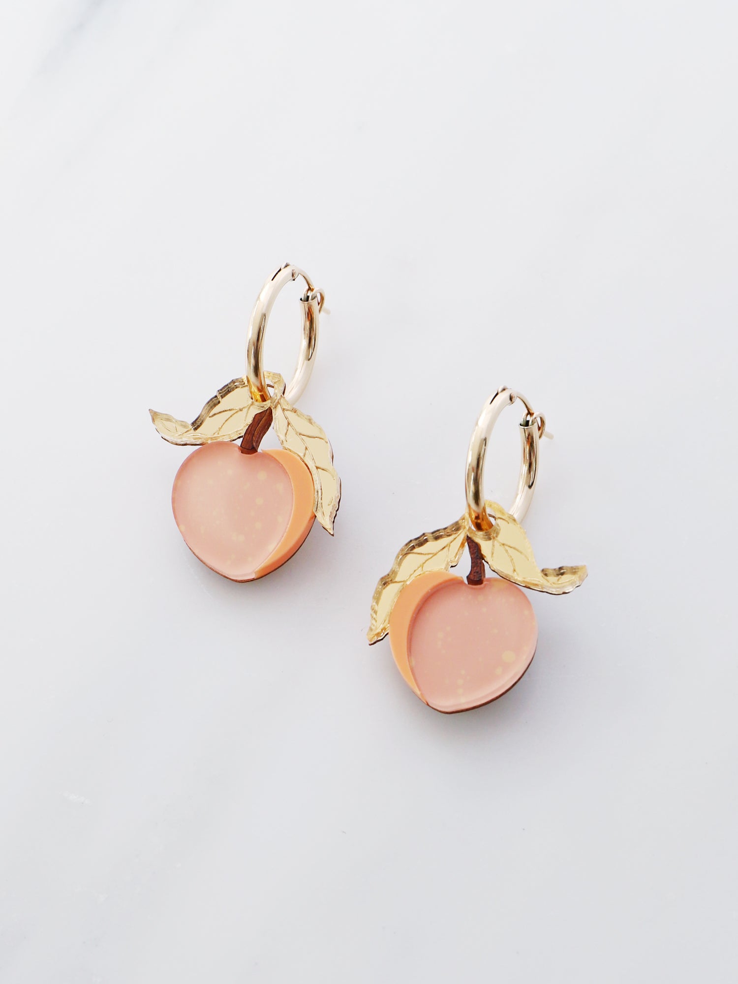 Mini Peach Hoops. Original jewellery handmade in the U.K. by Wolf & Moon.