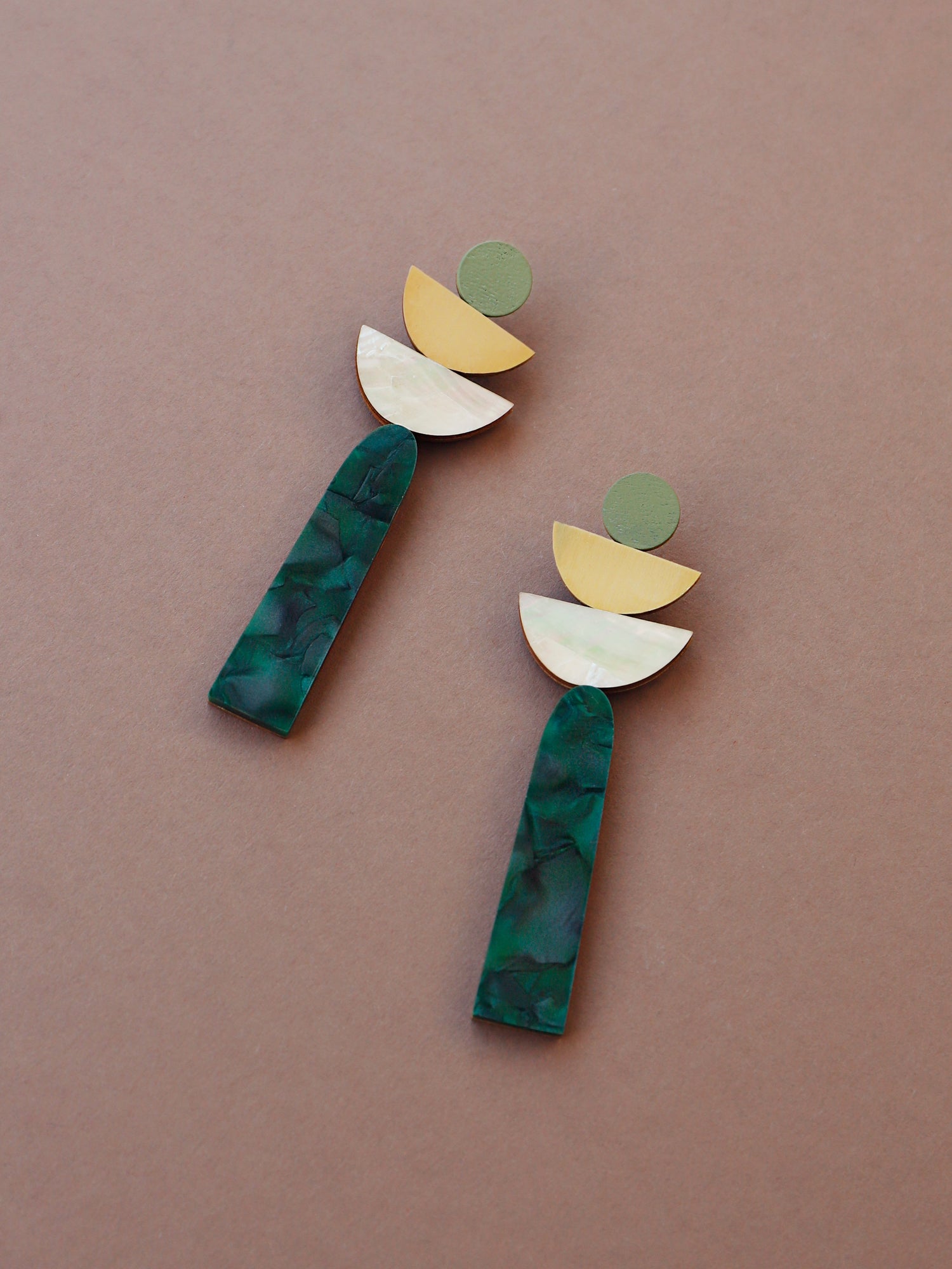 Selene Earrings in Green Marble